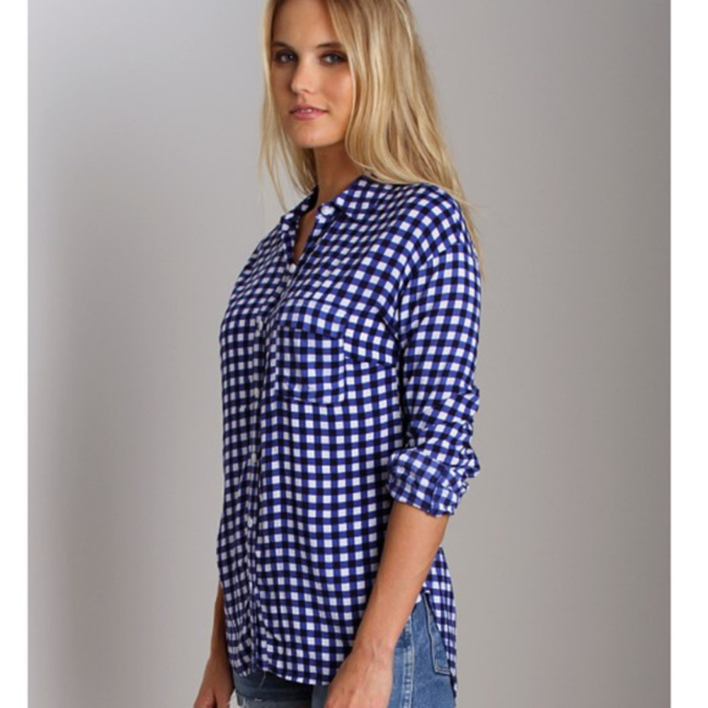 Splendid Gingham Button Down Navy‎ - Picture 2 of 9